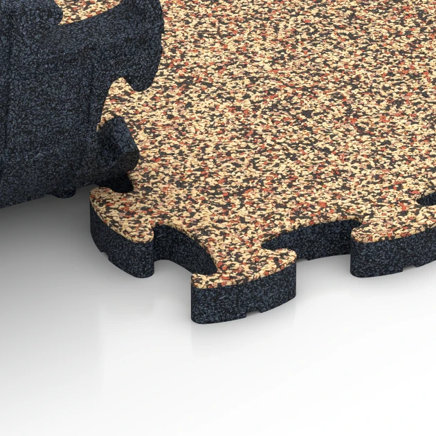 Le gros plan sur le système de connexion des revêtements de sol WARCO 6943 - Dalle de terrasse en couleur Terracotta. Les dimensions 44,6 x 44,6 × 2,8 cm.