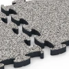 Großaufnahme vom Verbindungssystem von WARCO-Boden 6878 - Fitness Max Floor System im Farbdesign Granito grigio. Abmessungen 44,6 x 44,6 × 2,8 cm.