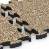 Großaufnahme vom Verbindungssystem von WARCO-Boden 6885 - Fitness Max Floor System im Farbdesign Rattan Lounge. Abmessungen 44,6 x 44,6 × 2,8 cm.