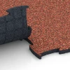 Großaufnahme vom Verbindungssystem von WARCO-Boden 6854 - Fitness Active pavimento im Farbdesign Etna. Abmessungen 97,1 x 97,1 x 2,8 cm.