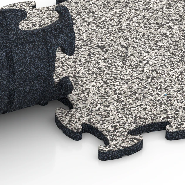 Großaufnahme vom Verbindungssystem von WARCO-Boden 6770 - Poolumrandung im Farbdesign Grauer Granit. Abmessungen 28,9 x 28,9 x 1,8 cm.