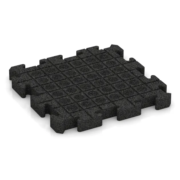 La vue du dessous ou de la face inférieure, c’est-à-dire la face inférieure de la pièce moulée WARCO 4085 - Tapis pour paddock au format 500 x 500 x 50 mm.