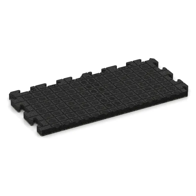 Aufsicht auf die Unterseite, also die Bodenseite von WARCO-Formteil 5100 - Piastra perimetrale im Format 1000 x 485 x 40 mm.