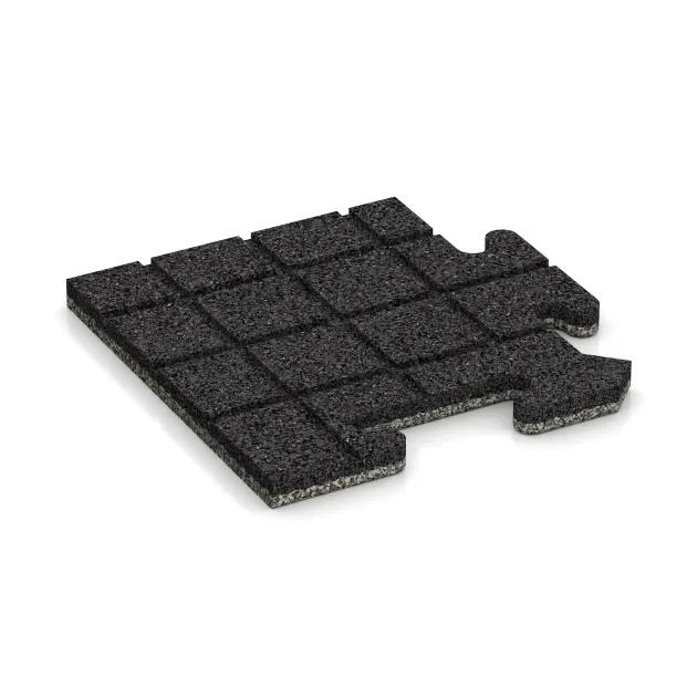 La vue du dessous ou de la face inférieure, c’est-à-dire la face inférieure de la pièce moulée WARCO 4710 - Dalle d’angle au format 235 x 235 x 18 mm.