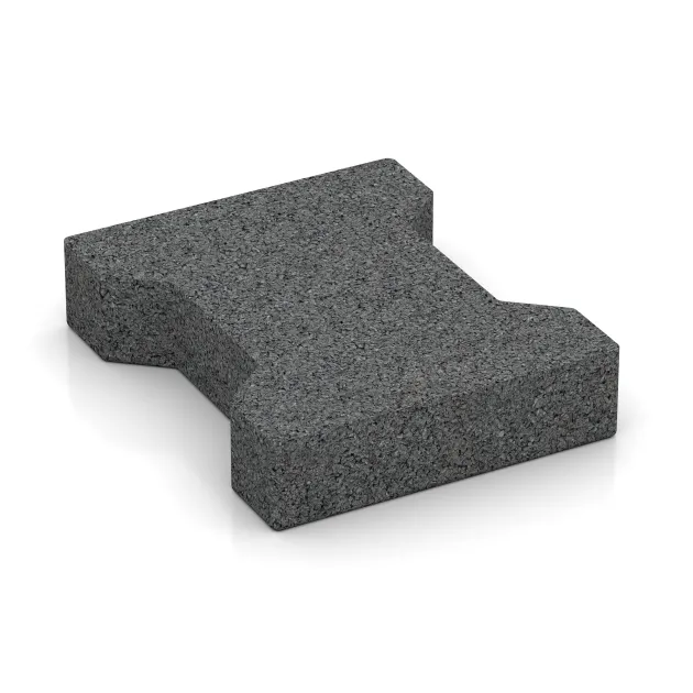 Aufsicht auf die Unterseite, also die Bodenseite von WARCO-Formteil 3618 - Verbundpflaster – Doppel-T Fallschutz-Pflaster 4,3 cm - EN 1177 ≤ 80 cm im Format 200 x 165 x 43 mm | 0,0278 m².