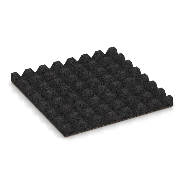 Aufsicht auf die Unterseite, also die Bodenseite von WARCO-Formteil 0645 - Piastra antitrauma im Format 500 x 500 x 45 mm.