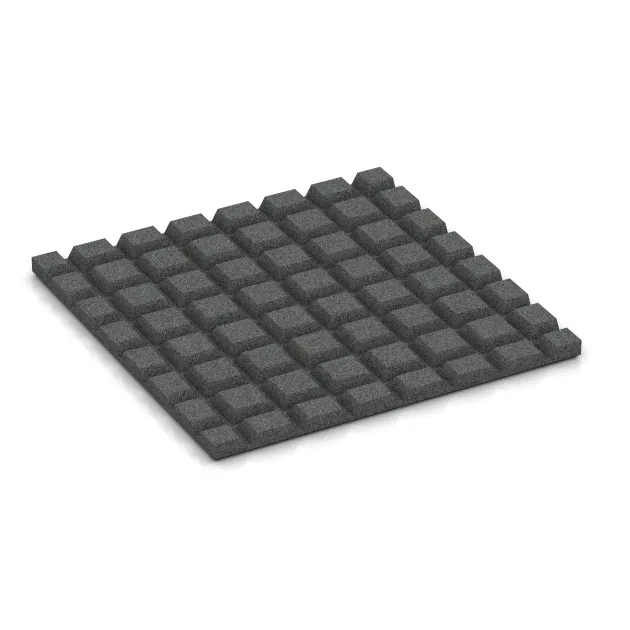 La vue du dessous ou de la face inférieure, c’est-à-dire la face inférieure de la pièce moulée WARCO 0529 - Plaque de protection murale au format 500 x 500 x 25 mm.