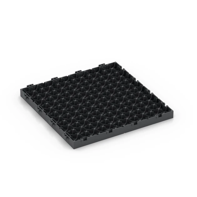 Aufsicht auf die Unterseite, also die Bodenseite von WARCO-Formteil 6346 - Motivo a cassettoni – Piastrella a incastro im Format 30 x 30 x 2 cm.