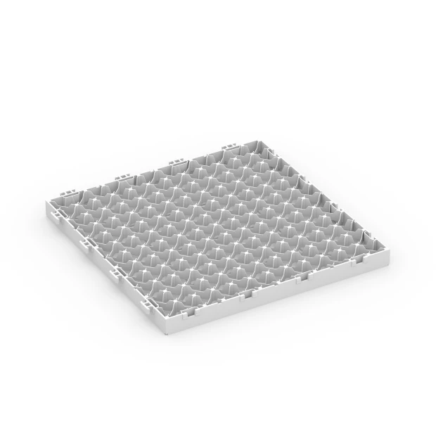 Aufsicht auf die Unterseite, also die Bodenseite von WARCO-Formteil 6352 - Motivo a cassettoni – Piastrella a incastro im Format 30 x 30 x 2 cm.