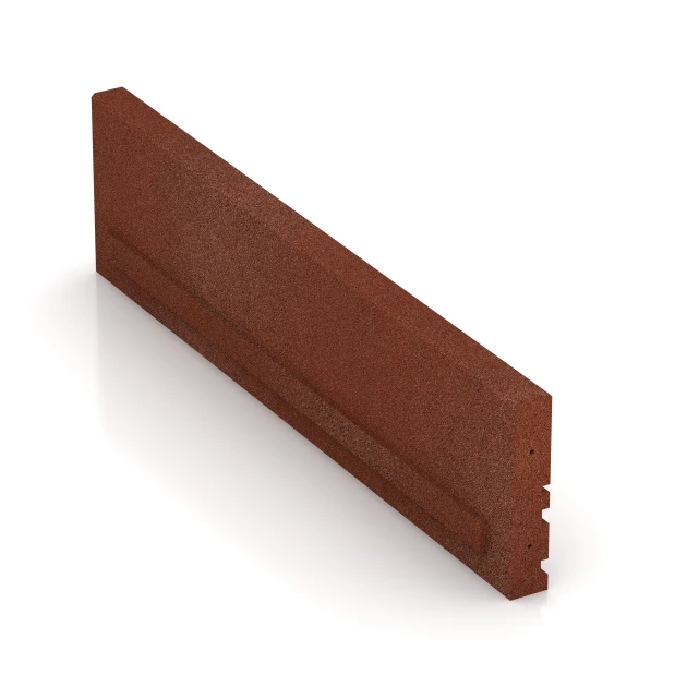 Aufsicht auf die Unterseite, also die Bodenseite von WARCO-Formteil 3785 - Gummi-Tiefbord im Format 100 × 5 × 25 cm.