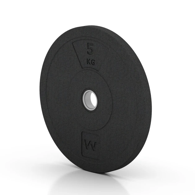 La vue du dessous ou de la face inférieure, c’est-à-dire la face inférieure de la pièce moulée WARCO 6084 - Bumper Plate au format 5 kg | ø 45,4 x 3,15 cm.