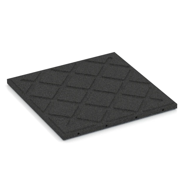 Aufsicht auf die Unterseite, also die Bodenseite von WARCO-Formteil 6290 - Fallschutzplatten im Format 50 x 50 x 3 cm.
