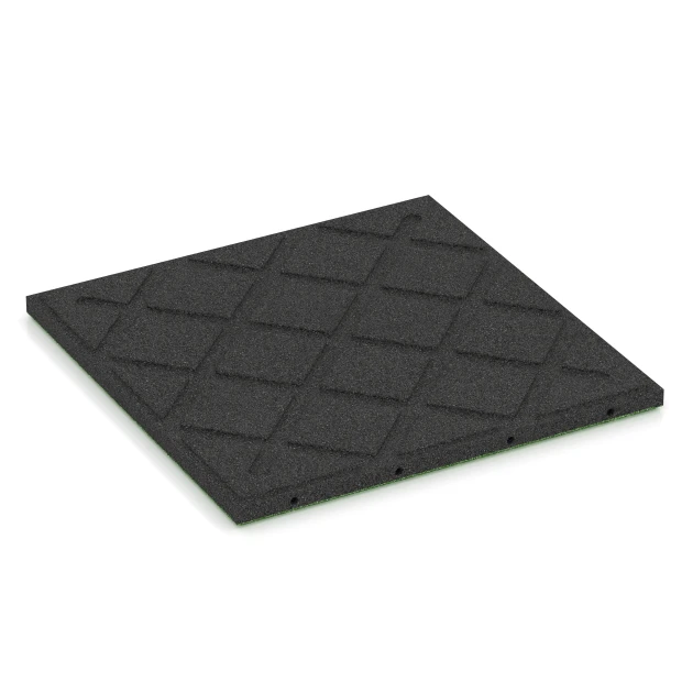 La vue du dessous ou de la face inférieure, c’est-à-dire la face inférieure de la pièce moulée WARCO 6289 - Dalles amortissantes au format 50 x 50 x 3 cm | 0,25 m².