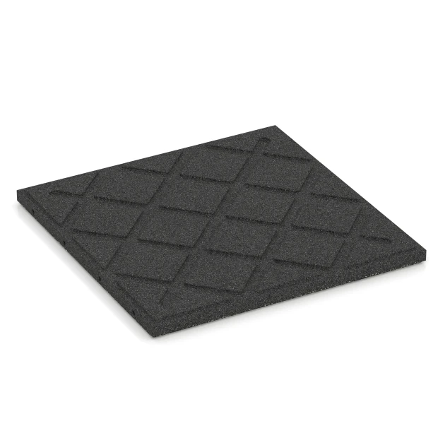 Aufsicht auf die Unterseite, also die Bodenseite von WARCO-Formteil 6413 - Fallschutzplatte – 90 cm im Format 50 x 50 x 3 cm | 0,25 m².