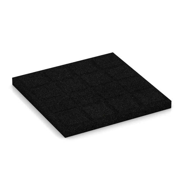Aufsicht auf die Unterseite, also die Bodenseite von WARCO-Formteil 6169 - Fallschutzplatten im Format 50 x 50 x 4 cm.