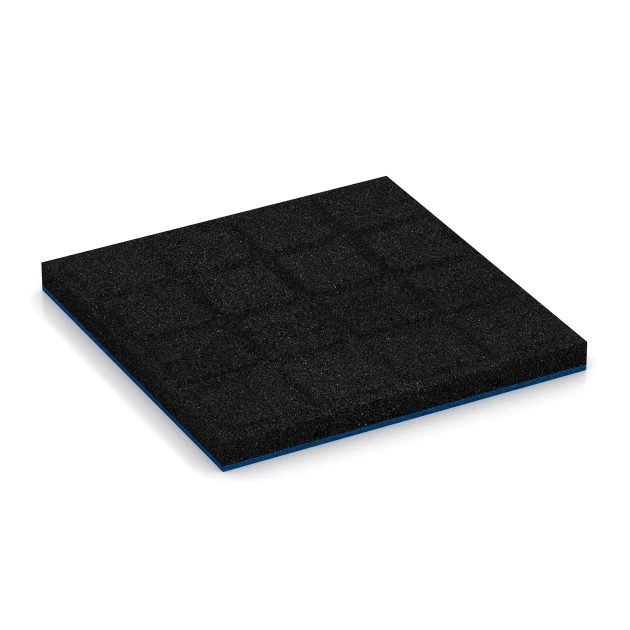 Aufsicht auf die Unterseite, also die Bodenseite von WARCO-Formteil 6223 - Fallschutzplatten im Format 50 x 50 x 4,5 cm.