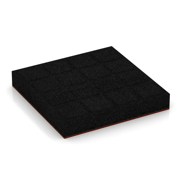 Aufsicht auf die Unterseite, also die Bodenseite von WARCO-Formteil 6205 - Fallschutzplatten im Format 50 x 50 x 8 cm.