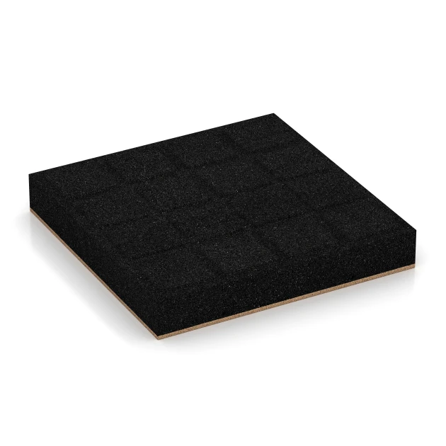 Aufsicht auf die Unterseite, also die Bodenseite von WARCO-Formteil 6234 - Piastrelle antitrauma im Format 50 x 50 x 8 cm.