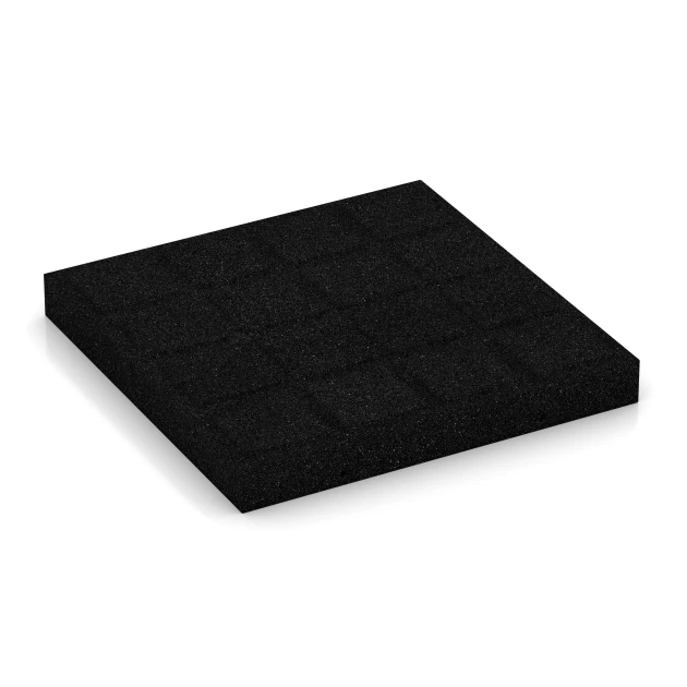 Aufsicht auf die Unterseite, also die Bodenseite von WARCO-Formteil 6265 - Fallschutzplatte – 180 cm im Format 50 x 50 x 6 cm.
