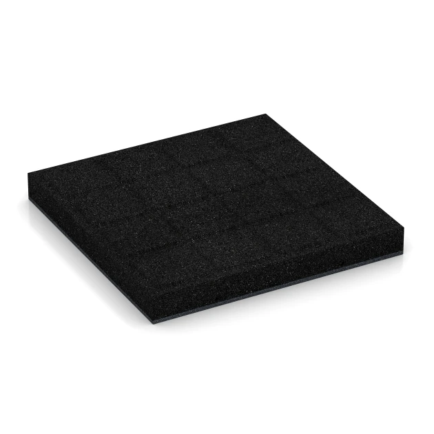 Aufsicht auf die Unterseite, also die Bodenseite von WARCO-Formteil 6269 - Fallschutzplatte – 180 cm im Format 50 x 50 x 6 cm.
