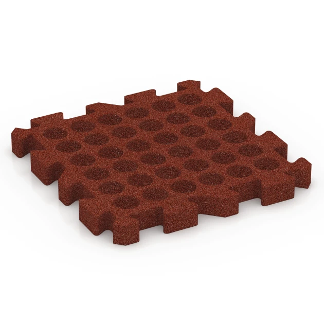 La vue du dessous ou de la face inférieure, c’est-à-dire la face inférieure de la pièce moulée WARCO 6306 - Dalle amortissante à emboîtement puzzle au format 50 x 50 x 5 cm | 0,25 m².