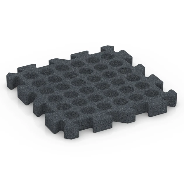 Aufsicht auf die Unterseite, also die Bodenseite von WARCO-Formteil 6317 - Fallschutz-Puzzlematte im Format 50 x 50 x 5 cm | 0,25 m².