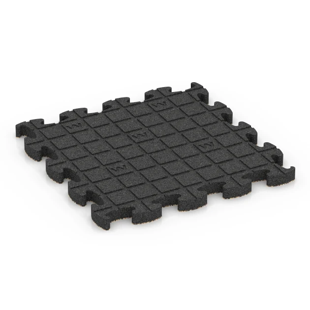 La vue du dessous ou de la face inférieure, c’est-à-dire la face inférieure de la pièce moulée WARCO 6885 - Dalle Fitness Max au format 46 x 46 × 2,8 cm.