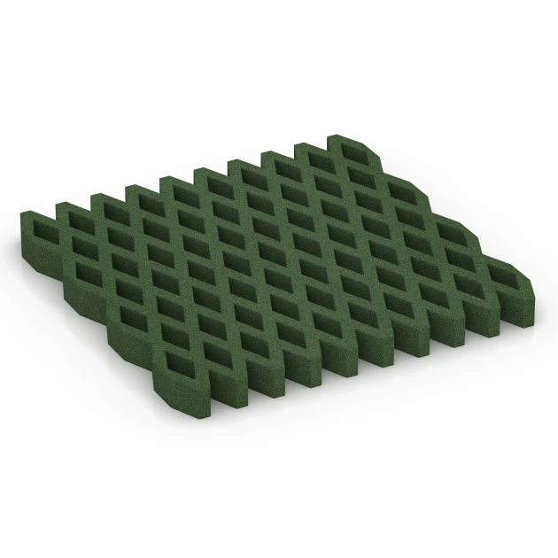 La vue du dessous ou de la face inférieure, c’est-à-dire la face inférieure de la pièce moulée WARCO 7014 - Dalle gazon antichute au format 100 × 100 × 8 cm.