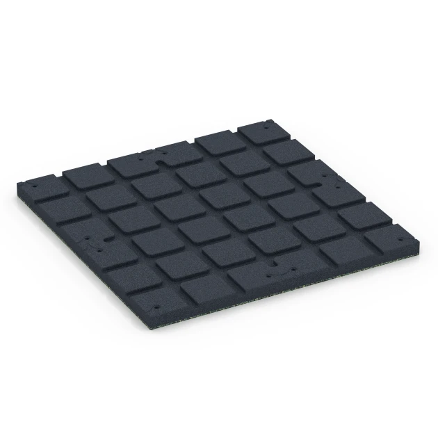 Aufsicht auf die Unterseite, also die Bodenseite von WARCO-Formteil 7134 - Outdoor-Fitnessboden im Format 60 x 60 x 3 cm | 0,36 m².