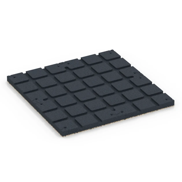 Aufsicht auf die Unterseite, also die Bodenseite von WARCO-Formteil 7138 - Outdoor-Fitnessboden im Format 60 x 60 x 3 cm | 0,36 m².
