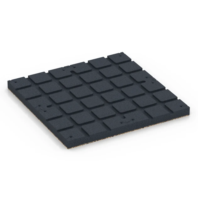 Aufsicht auf die Unterseite, also die Bodenseite von WARCO-Formteil 7149 - Outdoor-Fitnessboden im Format 60 x 60 x 4 cm | 0,36 m².