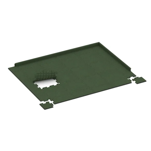 Typische Verlegung oder Einbausituation für den Artikel 4811 von WARCO - Eckplatte, Farbton Grasgrün in der Abmessung 235 x 235 x 18 mm.