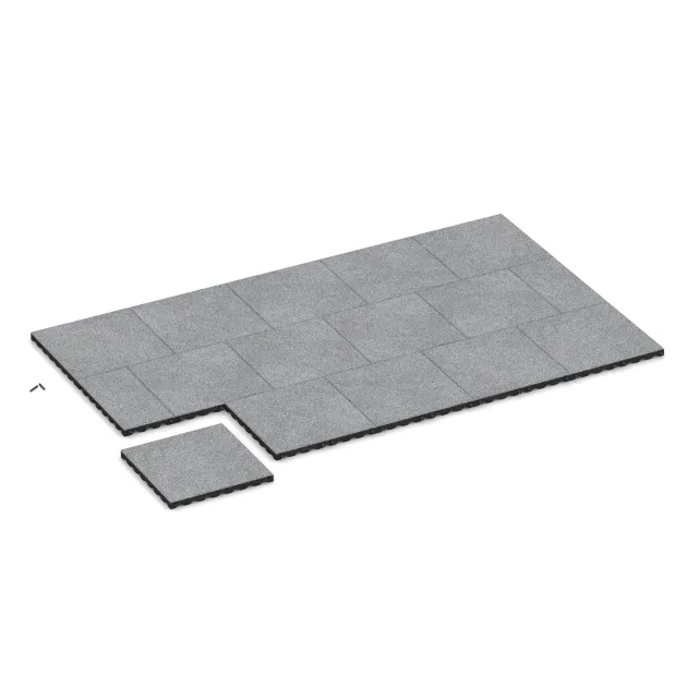 Typische Verlegung oder Einbausituation für den Artikel 5348 von WARCO - Piastra antitrauma, Farbton Grigio melange in der Abmessung 500 x 500 x 40 mm.