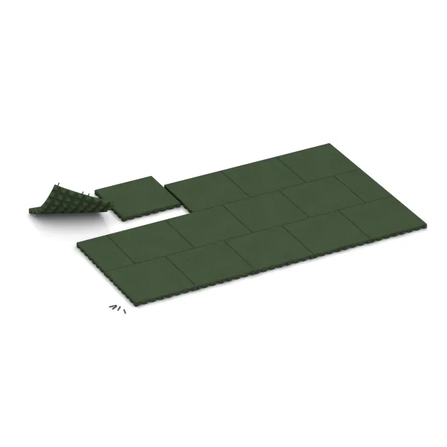 Typische Verlegung oder Einbausituation für den Artikel 0618 von WARCO - Lastra di protezione murale, Farbton Verde erba in der Abmessung 500 x 500 x 40 mm.