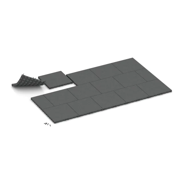 Typische Verlegung oder Einbausituation für den Artikel 0619 von WARCO - Lastra di protezione murale, Farbton Grigio ardesia in der Abmessung 500 x 500 x 40 mm.