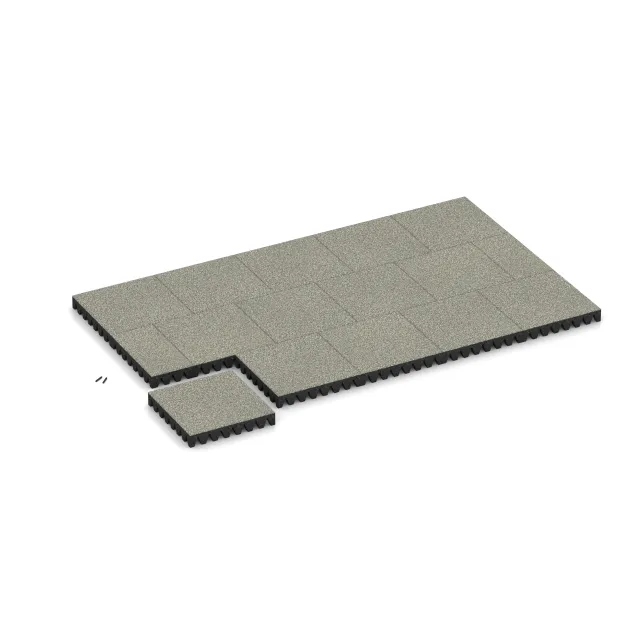 Typische Verlegung oder Einbausituation für den Artikel 5368 von WARCO - Piastra antitrauma, Farbton Granito chiaro in der Abmessung 500 x 500 x 80 mm.