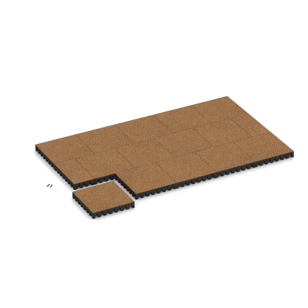 Typische Verlegung oder Einbausituation für den Artikel 5373 von WARCO - Piastra antitrauma, Farbton Terracotta in der Abmessung 500 x 500 x 80 mm.