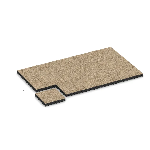 Typische Verlegung oder Einbausituation für den Artikel 5374 von WARCO - Piastra antitrauma, Farbton Travertino in der Abmessung 500 x 500 x 80 mm.