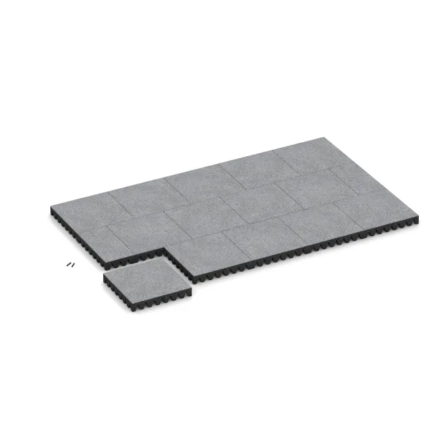 Typische Verlegung oder Einbausituation für den Artikel 5376 von WARCO - Piastra antitrauma, Farbton Grigio melange in der Abmessung 500 x 500 x 80 mm.