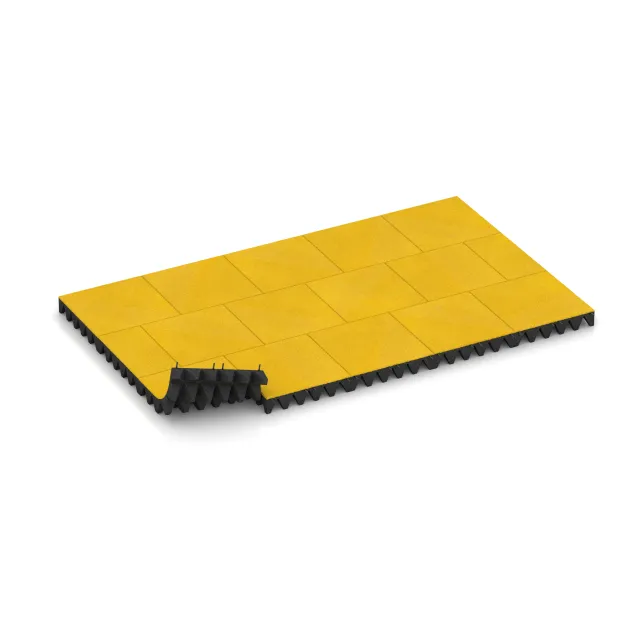 La situation d'installation typique du produit 0740 de WARCO - Dalle amortissante, en couleur Jaune Citron dans les dimensions 500 x 500 x 100 mm.