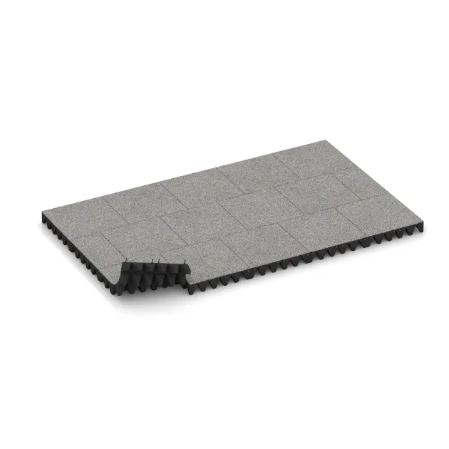 Typische Verlegung oder Einbausituation für den Artikel 4476 von WARCO - Piastra antitrauma, Farbton Grigio melange in der Abmessung 500 x 500 x 100 mm.