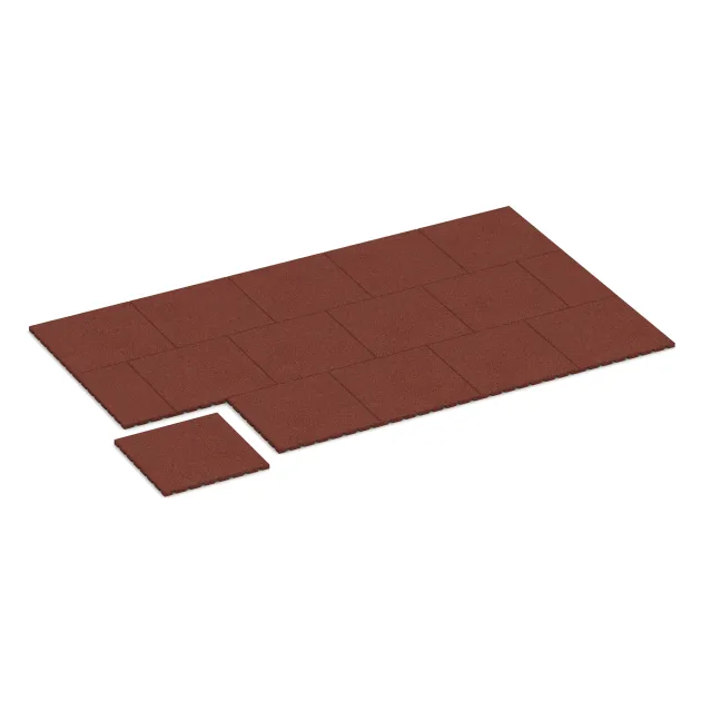 Typische Verlegung oder Einbausituation für den Artikel 0527 von WARCO - Lastra di protezione murale, Farbton Rosso mattone in der Abmessung 500 x 500 x 25 mm.