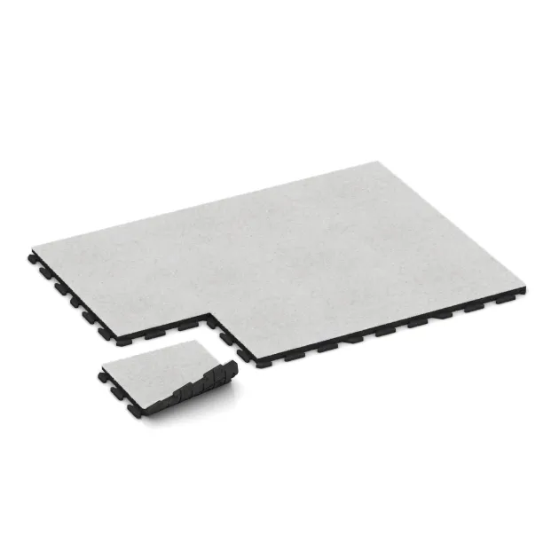 Typische Verlegung oder Einbausituation für den Artikel 1376 von WARCO - Pavimento Fitness Erba Sintetica, Farbton Erba artificiale bianca in der Abmessung 500 x 500 x 40 mm.