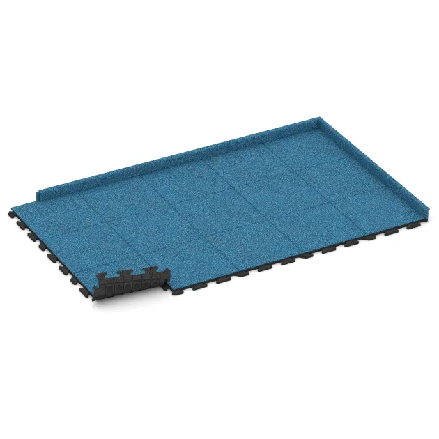 Typische Verlegung oder Einbausituation für den Artikel 1230 von WARCO - Pavimentazione Fitness Piastrelle in Gomma Classic, Farbton Atlantico in der Abmessung 500 x 500 x 30 mm.