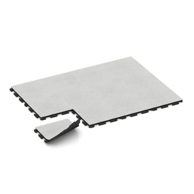 Typische Verlegung oder Einbausituation für den Artikel 1243 von WARCO - Pavimento Fitness Erba Sintetica, Farbton Erba artificiale bianca in der Abmessung 500 x 500 x 30 mm.