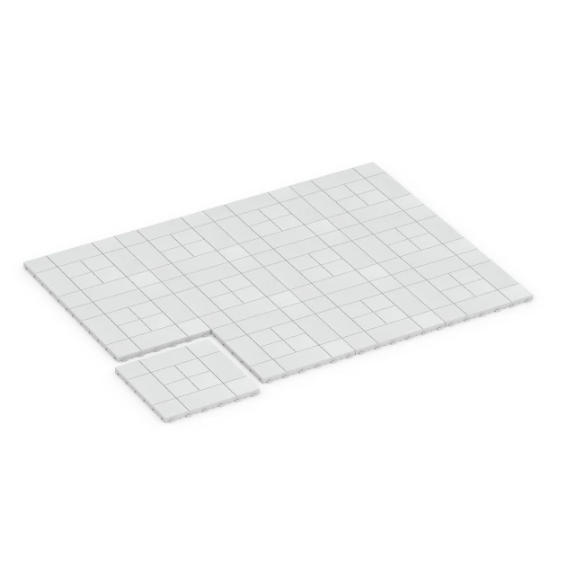 Typische Verlegung oder Einbausituation für den Artikel 6235 von WARCO - Motivo a riquadri – Piastrella a incastro, Farbton Gesso in der Abmessung 38,5 x 38,5 x 2 cm.