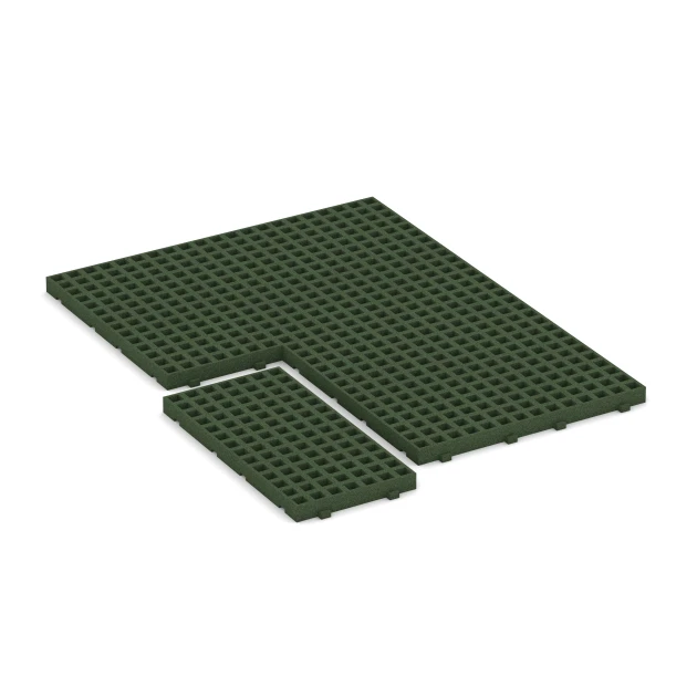 Typische Verlegung oder Einbausituation für den Artikel 6118 von WARCO - Griglia antitrauma in gomma, Farbton Verde erba in der Abmessung 100 × 50 × 6,5 cm.