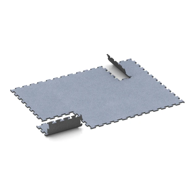 Typische Verlegung oder Einbausituation für den Artikel 6154 von WARCO - Fitness Performance Elite Trainingsboden, Farbton Nebelgrau in der Abmessung 50 x 50 x 1,5 cm | 0,25 m².