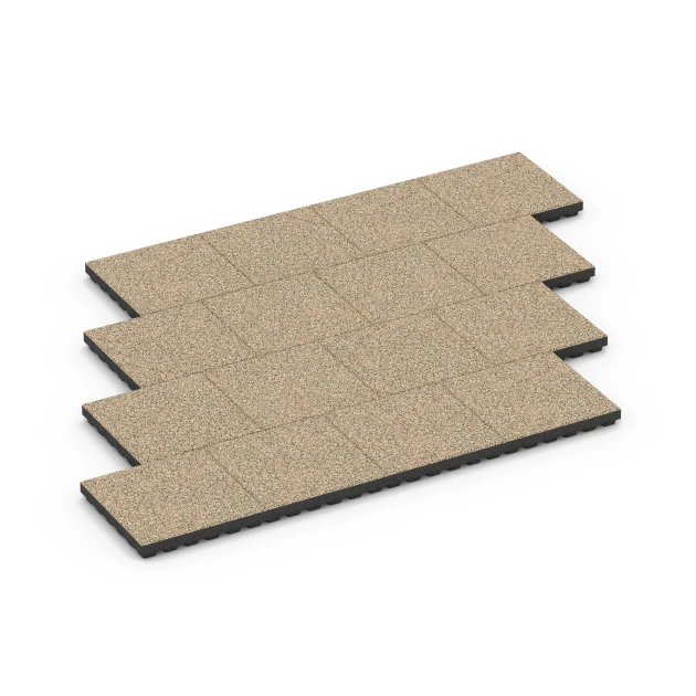Typische Verlegung oder Einbausituation für den Artikel 6446 von WARCO - Fallschutzplatte – 210 cm, Farbton Travertin in der Abmessung 50 x 50 x 7 cm.