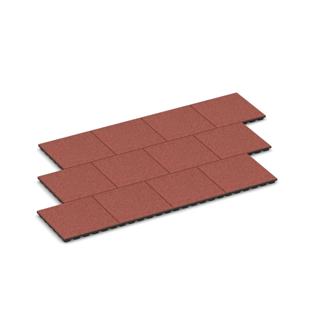 Typische Verlegung oder Einbausituation für den Artikel 6292 von WARCO - Fallschutzplatten, Farbton Tomatenrot in der Abmessung 50 x 50 x 4,8 cm.